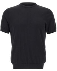 Diktat - Short-Sleeve Crewneck Cotton Sweater - Lyst