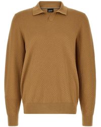 BOSS - Knitted Cotton Sweater With Johnny Collar - Lyst