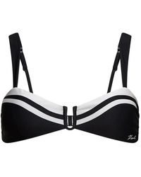 KARL LAGERFELD - Signature Contrast-Trim Bikini Top - Lyst