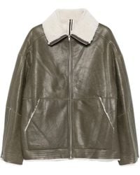 Mordecai - Shearling-Collared Leather Jacket - Lyst