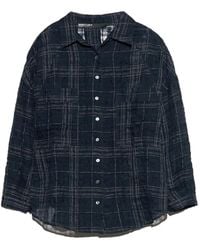 Bimba Y Lola - Checked Linen Oversize Shirt - Lyst