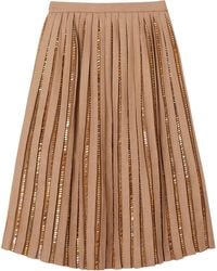 Burberry - Crystal Detail Plissé Soleil Wool Silk Blend Skirt - Lyst