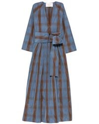 Co.Go - Check-Print Belted Maxi Dress - Lyst