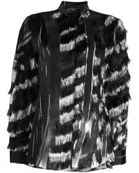 Alberta Ferretti - Fringe-Detail Semi-Sheer Blouse - Lyst
