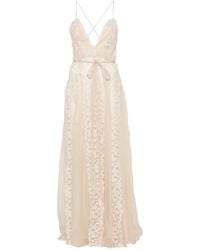 Fendi - Floral-Lace Belted Maxi Dress - Lyst
