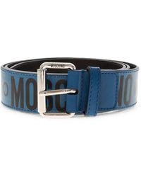 Moschino - Logo-Print Leather Belt - Lyst