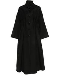 Emporio Armani - Ruched-Waist High-Neck Coat - Lyst