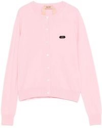 N°21 - Button-Fastening Logo-Patch Cardigan - Lyst