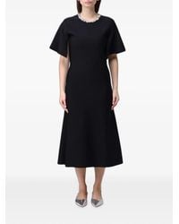 McQueen - Crystal-Embellished Cape-Sleeve Midi Dress - Lyst