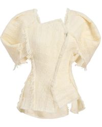 KHAITE - Quan Frayed-Sleeve Top - Lyst