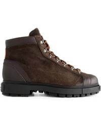 Santoni - Suede Panelled Hiking Boots - Lyst
