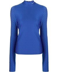 Karl Lagerfeld - Logo-embroidered Textured Long-sleeved Top - Lyst
