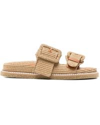 Rodo - Buckle-Detail Straw Sandals - Lyst