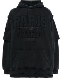 Vetements - Paris Logo-Embroidered Hoodie - Lyst