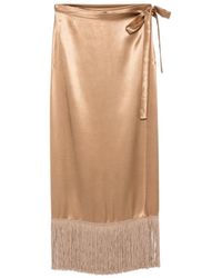 THE NINA STUDIO - Fringe-Trim Wrap Skirt - Lyst