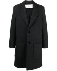 Ami Paris - Felted Single-breasted Wool Coat - Lyst