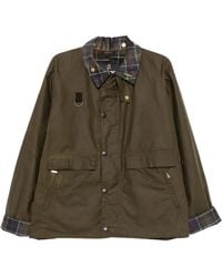 Barbour - Tartan-Collar Waxed Jacket - Lyst
