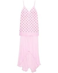 MSGM - Studded Pleated Asymmetric Dress - Lyst