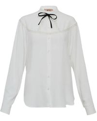 N°21 - Ruffled Lace-Detail Blouse - Lyst