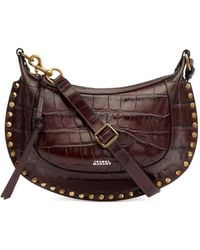 Isabel Marant - Oskan Moon Studded Croc-Embossed Shoulder Bag - Lyst