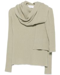 Christian Wijnants - Ribbed-Knit Scarf-Detail Sweater - Lyst