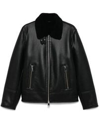 Dondup - Shearling-Collar Leather Zip-Front Jacket - Lyst