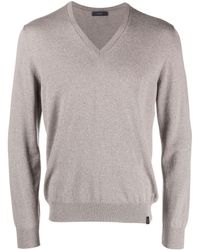 Fay - V-neck Fine-knit Sweatshirt - Lyst