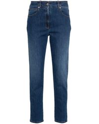 Peserico - Jeans skinny con applicazione logo - Lyst