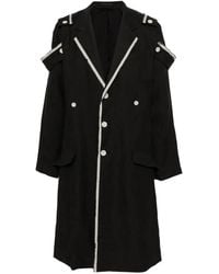 Yohji Yamamoto - Contrast-Trim Ramie Coat - Lyst