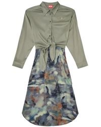DIESEL - Elta Tie-Front Midi Dress - Lyst