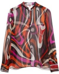PUCCI - Wave-Print Silk Blouse - Lyst