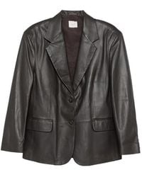 Alysi - Veste En Cuir À Simple Boutonnage - Lyst