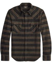 RRL - Striped Long-Sleeved Shirt - Lyst