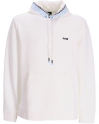 BOSS - Embroidered-logo Drawstring Hoodie - Lyst