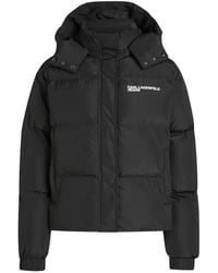 KARL LAGERFELD - Logo-Print Hooded Puffer Jacket - Lyst
