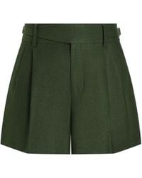 Dolce & Gabbana - Linen Fabric Shorts With Double Darts - Lyst