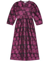 Ganni - Net Sustain Floral-Print Jacquard Midi Dress - Lyst