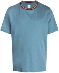Paul Smith - Striped-collar Cotton T-shirt - Lyst
