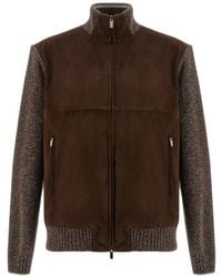 Paul & Shark - Suede-Panelled Zip-Up Bomber Jacket - Lyst