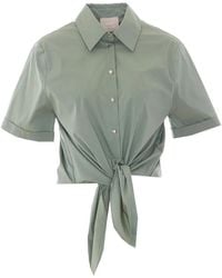 Liu Jo - Front-Tie Short-Sleeve Cotton Shirt - Lyst