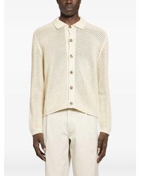 Prada - Open-Knit Collared Cardigan - Lyst