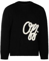Off-White c/o Virgil Abloh - Logo-Embroidered Crew-Neck Sweater - Lyst