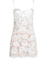 Self-Portrait - Bow Lace Mini Dress - Lyst