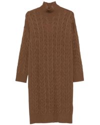 Max Mara - Cable-Knit Roll-Neck Midi Dress - Lyst