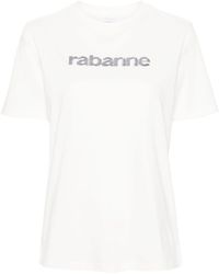 Rabanne - T-Shirt mit Pailletten-Logo - Lyst