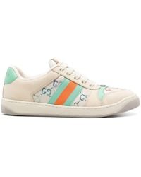 Gucci - Screener Monogram-print Leather And Canvas Low-top Trainers - Lyst