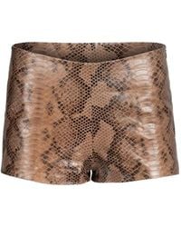 Heira Leatherwear - Medusa Snakeskin-Embossed Leather Shorts - Lyst