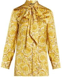 Versace - Hemd Aus Seide Mit Barocco-Print - Lyst
