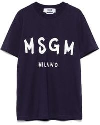 MSGM - T-Shirt Mit Logo-Print - Lyst
