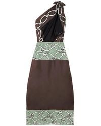 Valentino Garavani - One-Shoulder Printed Silk-Twill Midi Dress - Lyst